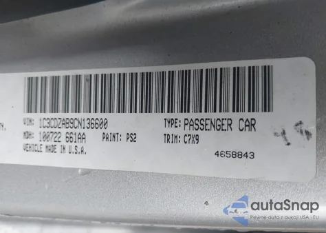 2012 Dodge Avenger Se из США, поврежденный, VIN 1C3CDZAB9CN136600